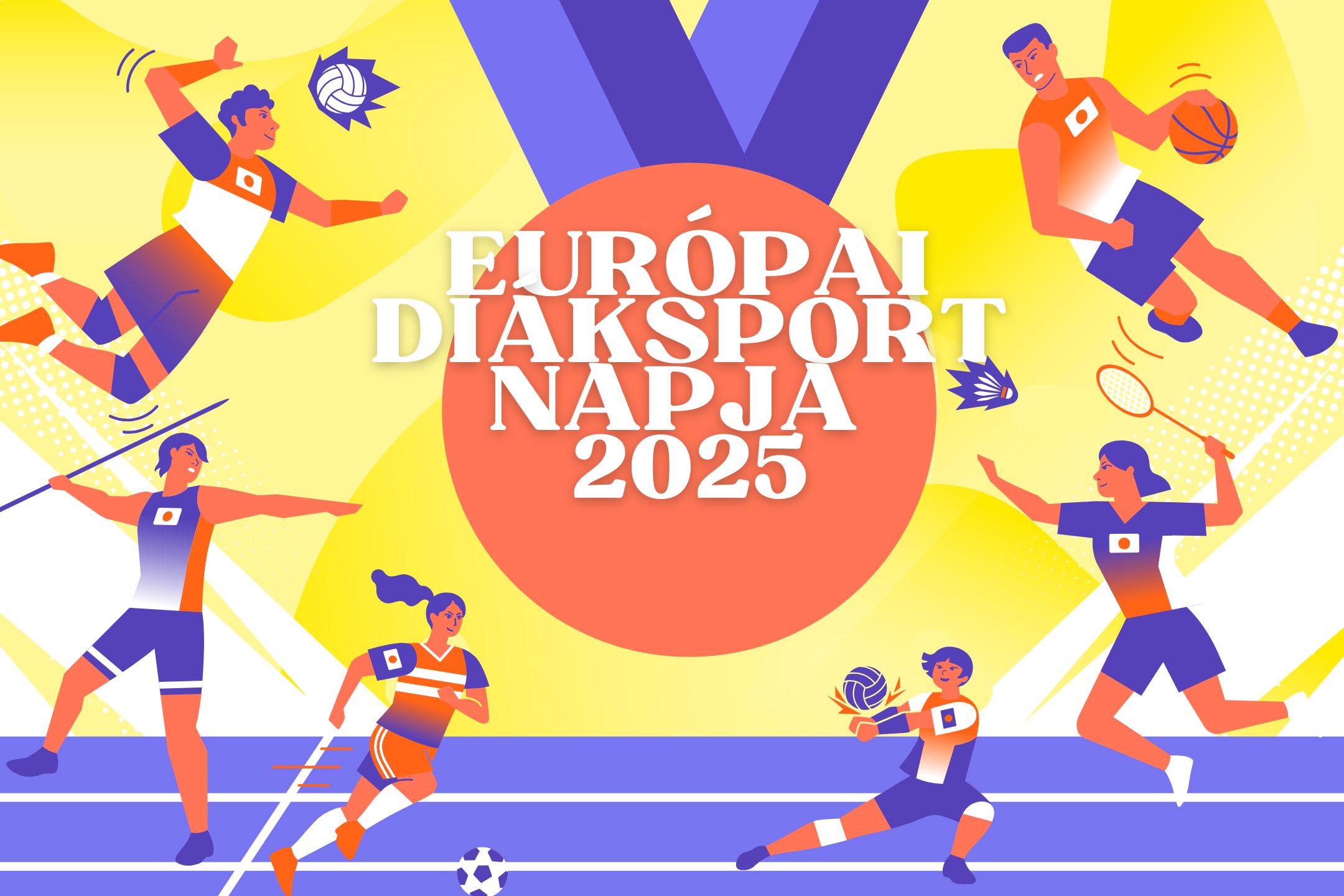 Sports Fest Tarpaulin in Coral Orange and Violet Flat Modern Sports Illustration